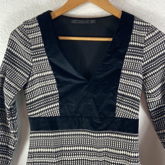 Zara velvet trim boho patterned a-line short dress xs - Picture 4 of 8